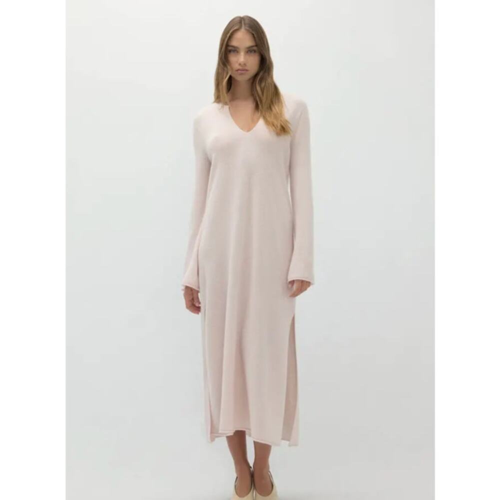 Naked Cashmere Katerina Womens M Beige 100% Cashmere Kaftan Maxi Sweater Dress